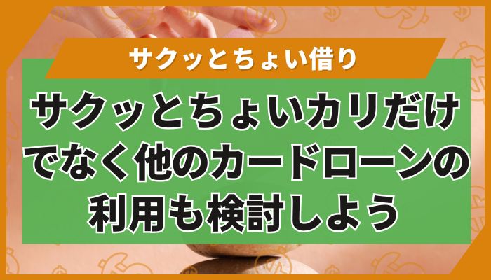 サクッとちょいカリだけでなく他のカードローンの利用も検討しよう