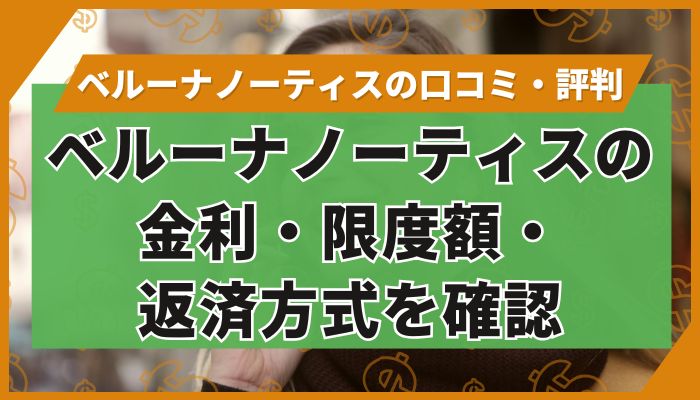 ベルーナノーティスの金利・限度額・返済方式を確認